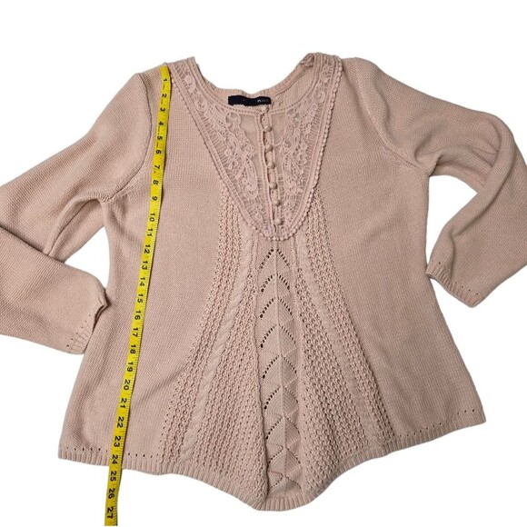 Denim 24/7 Vintage style blush pink lace yoke sweater size 14/16 - Picture 11 of 13